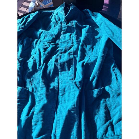 LL Bean Robe Mens M Blue Chamois Heavy Flannel Bath Sleepwear Tie Waist Lounge - Picture 4 of 5